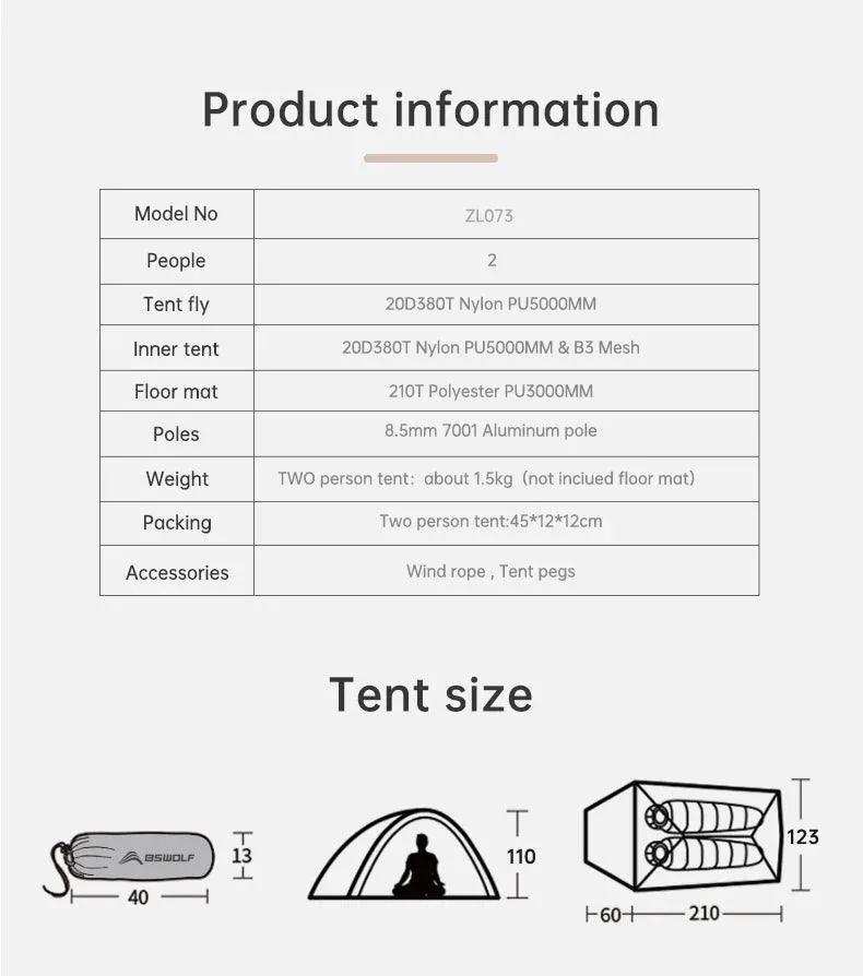 🏕️ BISINNA Ultralight Camping Tent | 20D Nylon Waterproof Tent for Backpacking, Hiking, & Travel | 1-2 Person Outdoor Shelter 🌳