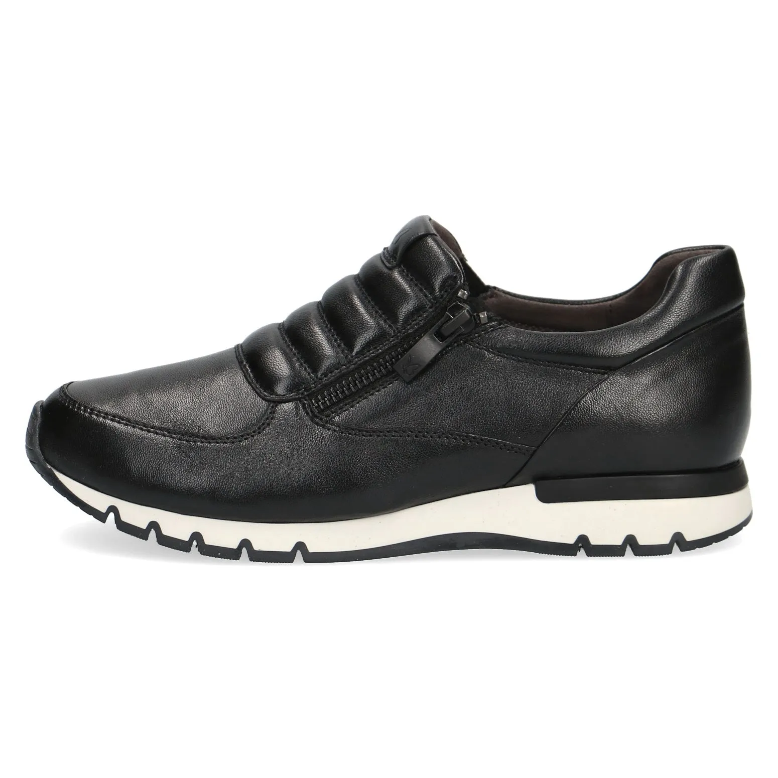 Caprice Ladies Trainers Black Nappa Leather H Fit Zip Slip On 24752-29 022