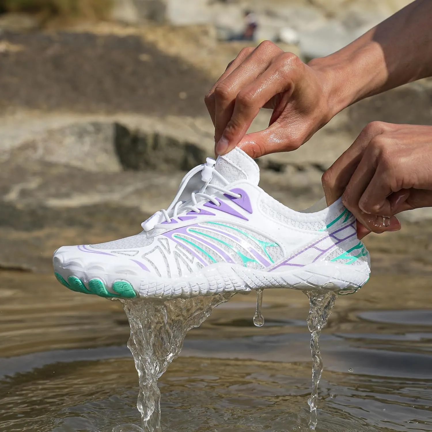Hike Barefoot Shoes Women, Men's Water Shoes with Wide Toe Box, Quick Dry Non Slip Aqua Shoe for Beach Pool Swimming, Unisex Grounded Footwear Outdoor Walking Hiking Trekking Workout Sneakers
