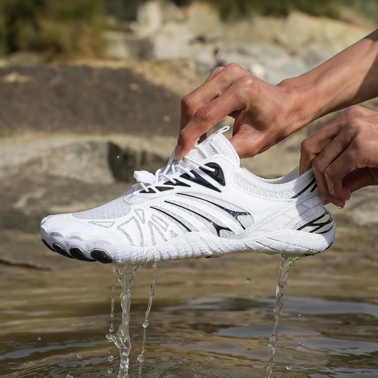 Hike Barefoot Shoes Women, Men's Water Shoes with Wide Toe Box, Quick Dry Non Slip Aqua Shoe for Beach Pool Swimming, Unisex Grounded Footwear Outdoor Walking Hiking Trekking Workout Sneakers