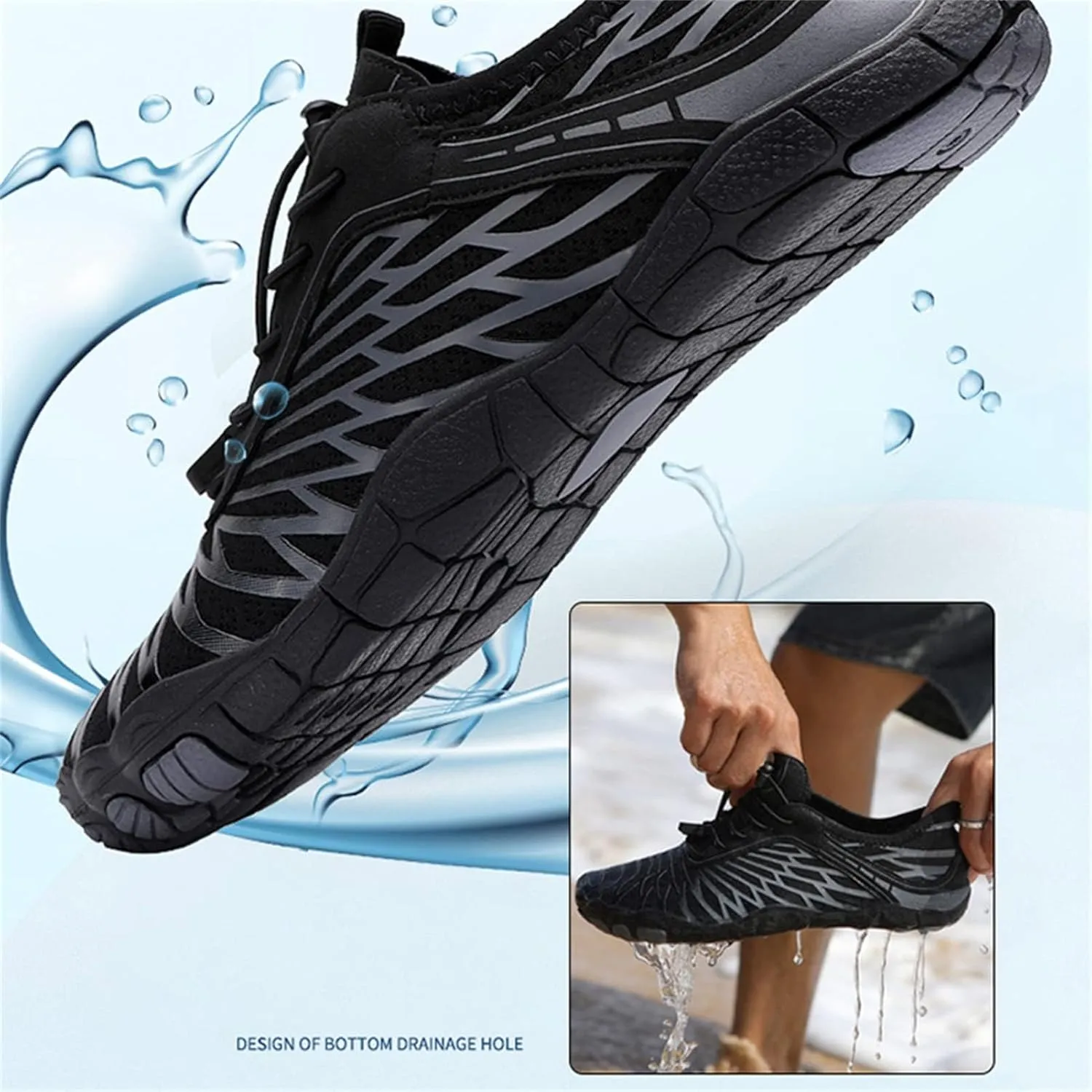 Hike Barefoot Shoes Women, Men's Water Shoes with Wide Toe Box, Quick Dry Non Slip Aqua Shoe for Beach Pool Swimming, Unisex Grounded Footwear Outdoor Walking Hiking Trekking Workout Sneakers