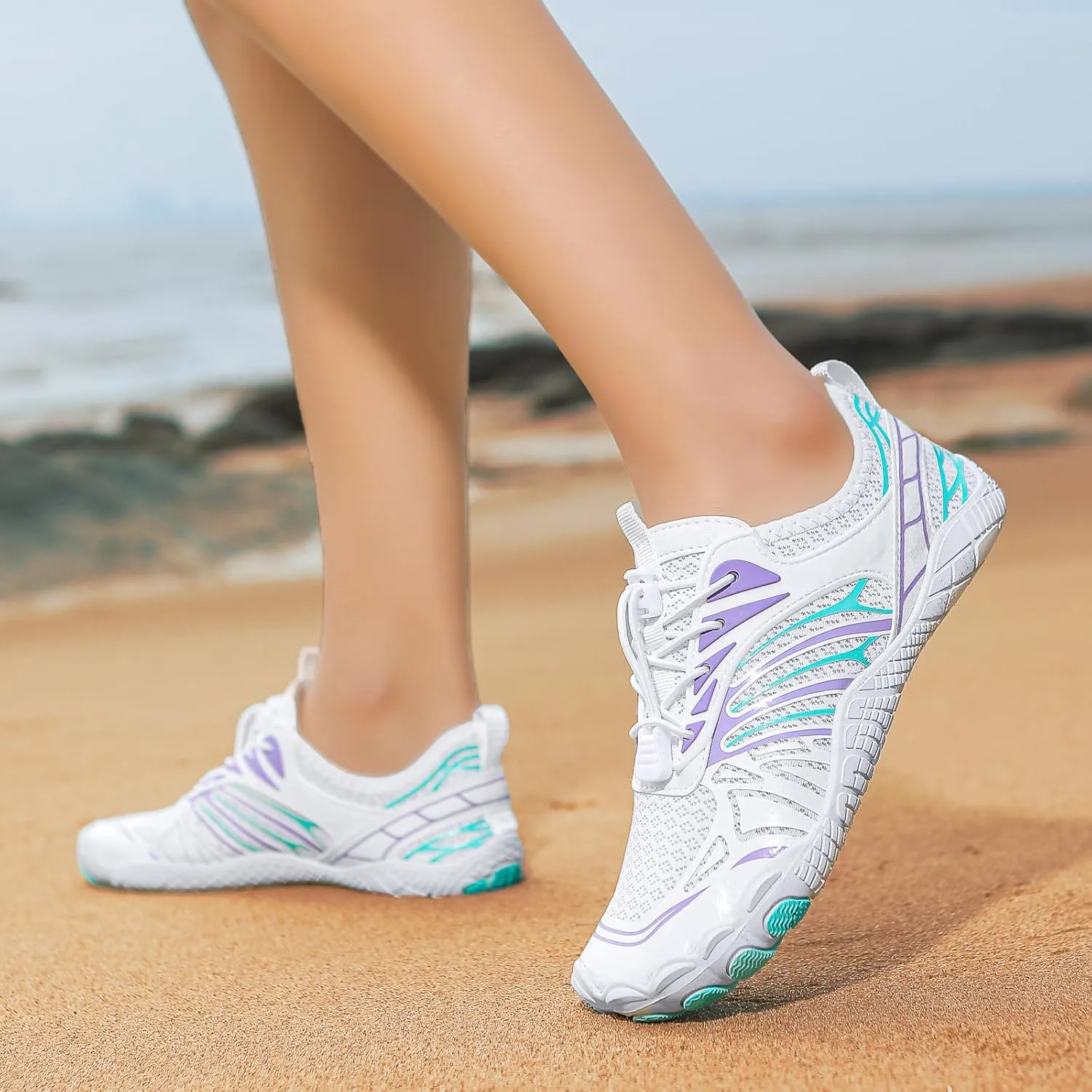 Hike Barefoot Shoes Women, Men's Water Shoes with Wide Toe Box, Quick Dry Non Slip Aqua Shoe for Beach Pool Swimming, Unisex Grounded Footwear Outdoor Walking Hiking Trekking Workout Sneakers