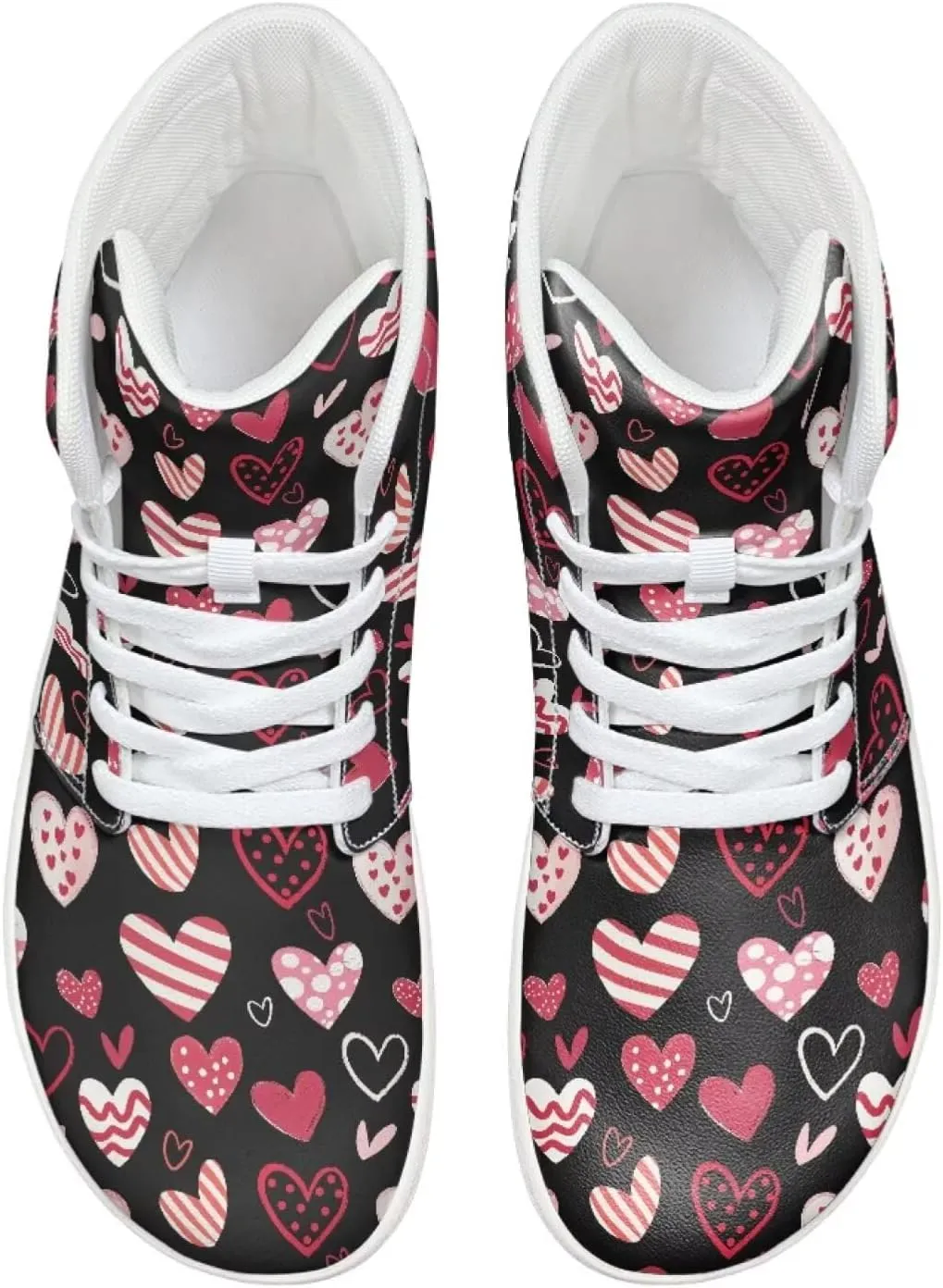 Howilath Valentine's Men's Barefoot Shoes High Top Sneakers Wide Toe PU Leather Minimalist Shoes
