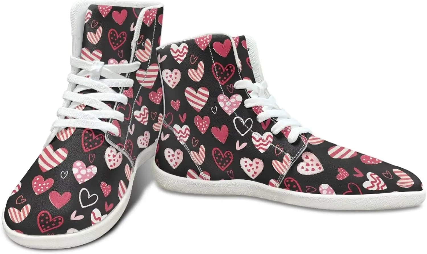 Howilath Valentine's Men's Barefoot Shoes High Top Sneakers Wide Toe PU Leather Minimalist Shoes