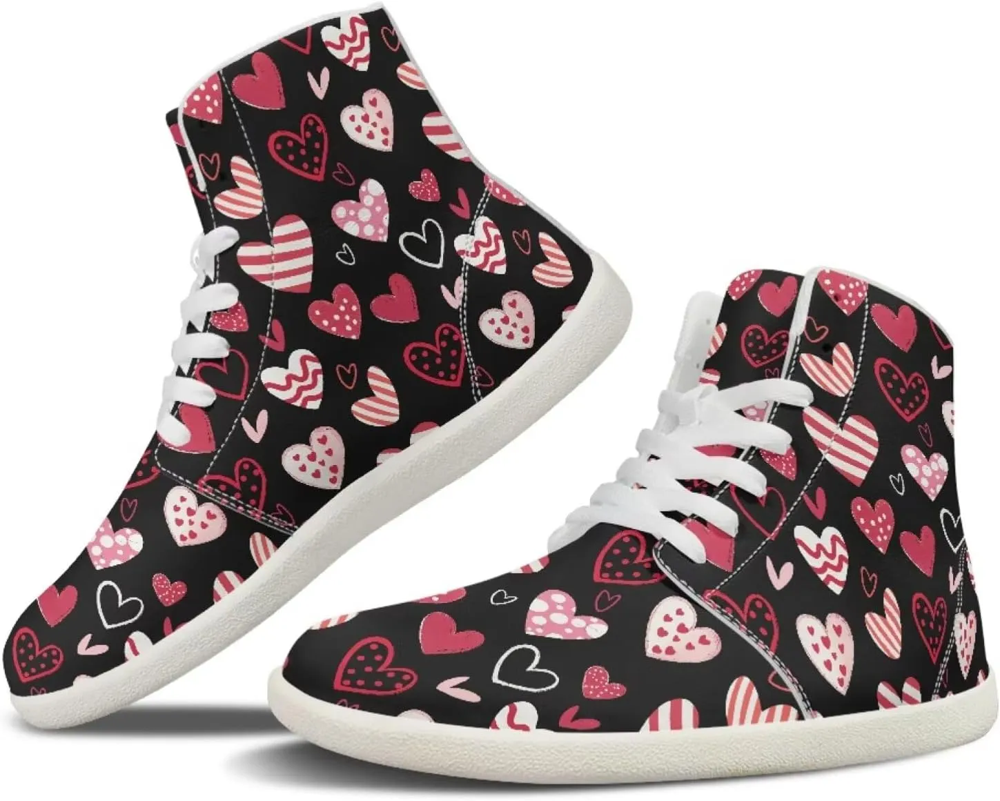 Howilath Valentine's Men's Barefoot Shoes High Top Sneakers Wide Toe PU Leather Minimalist Shoes