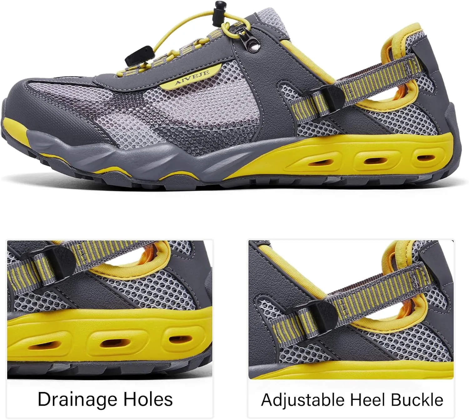 Mens Amphibious Water Shoes - Summer Hiking Athletic Water Sandals Closed Toe Aqua Sneakers