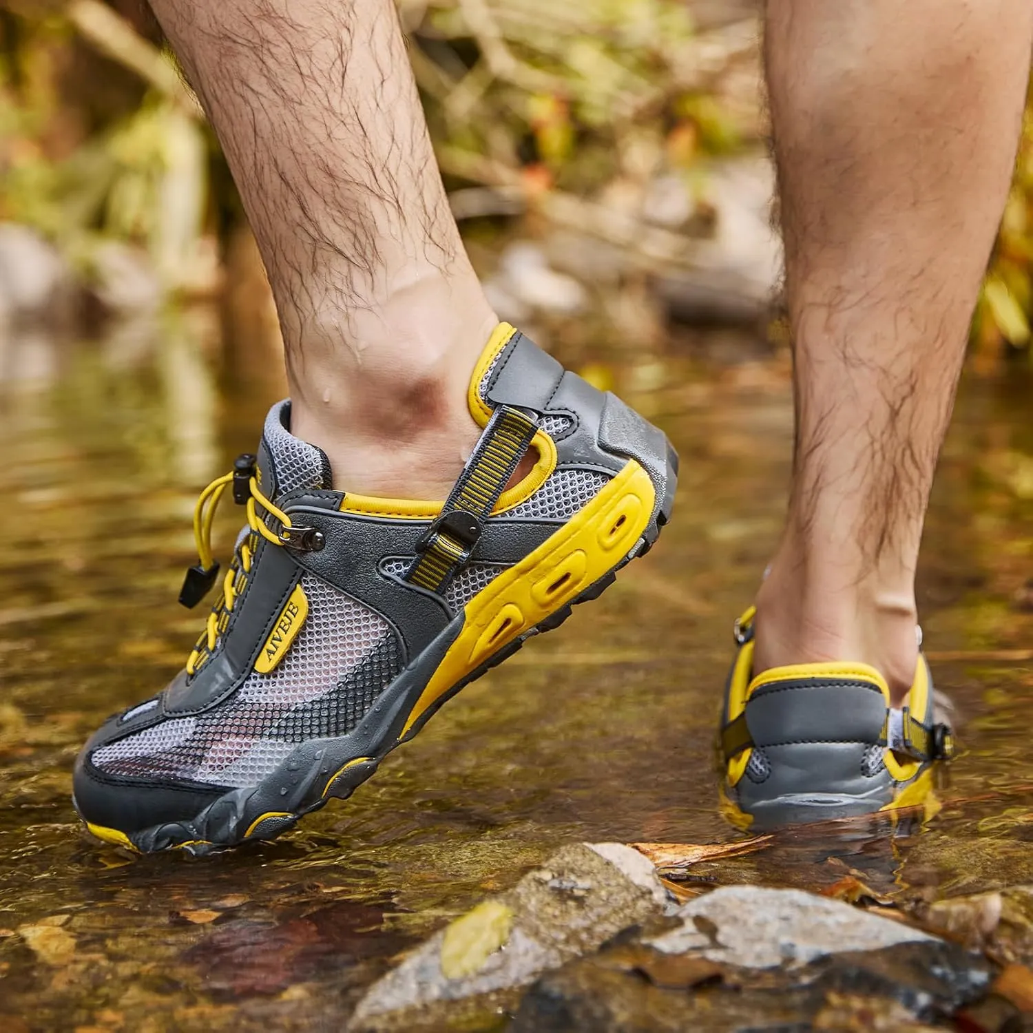 Mens Amphibious Water Shoes - Summer Hiking Athletic Water Sandals Closed Toe Aqua Sneakers