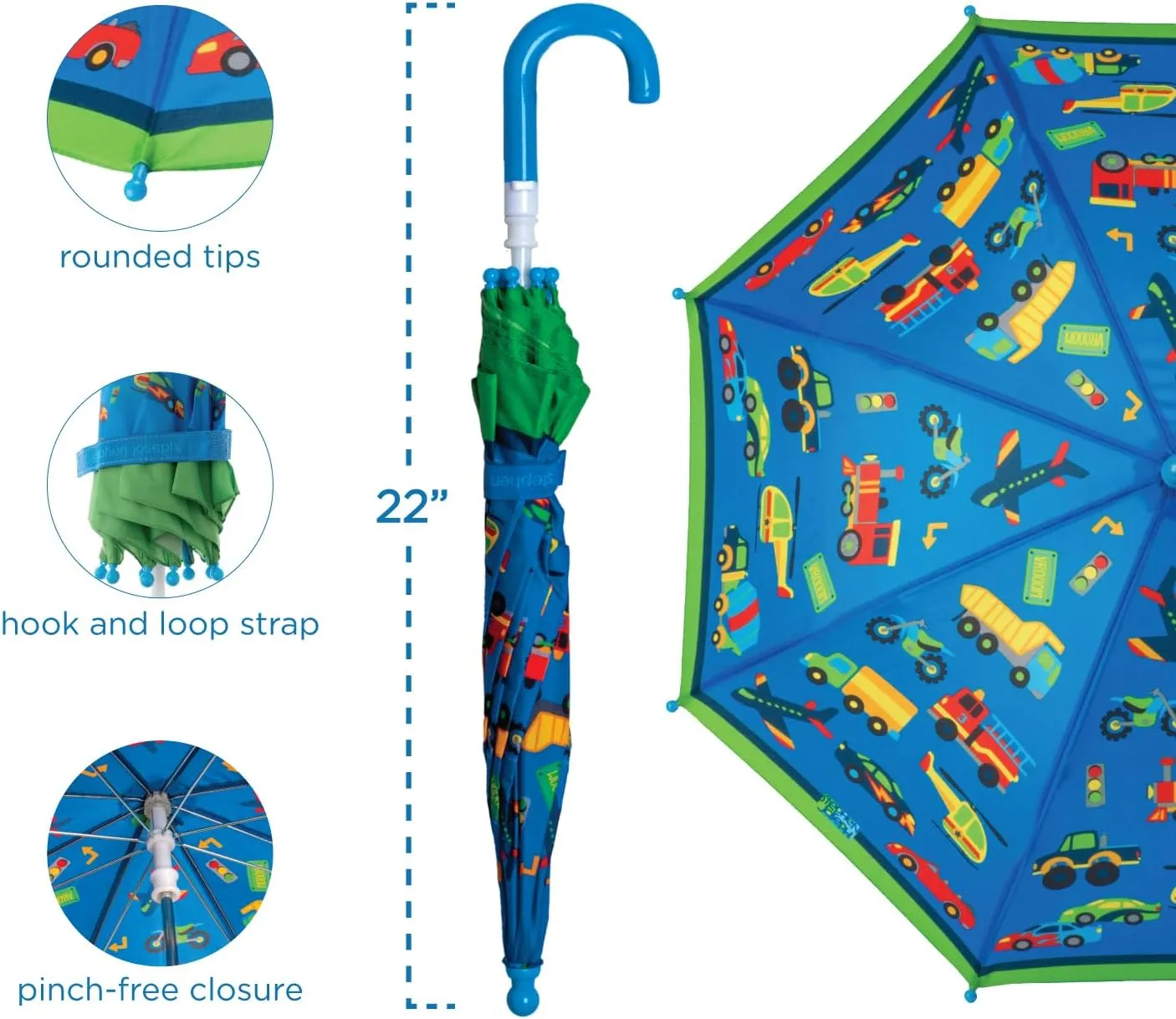 Stephen Joseph, Toddler and Little Kid Umbrella with Pinch Free Closure and Colorful Design