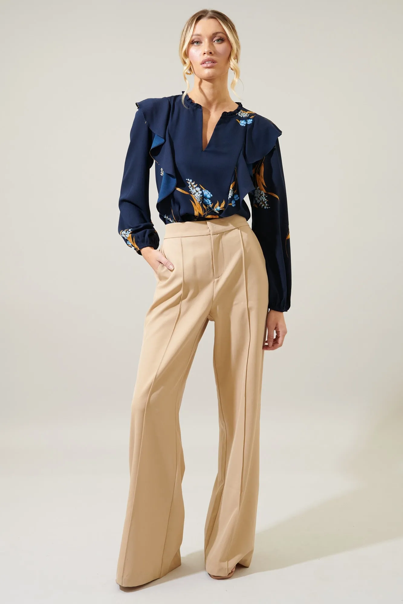 SUGARLIPS DUSK BLOOM WILHELM RUFFLE BLOUSE - FINAL SALE