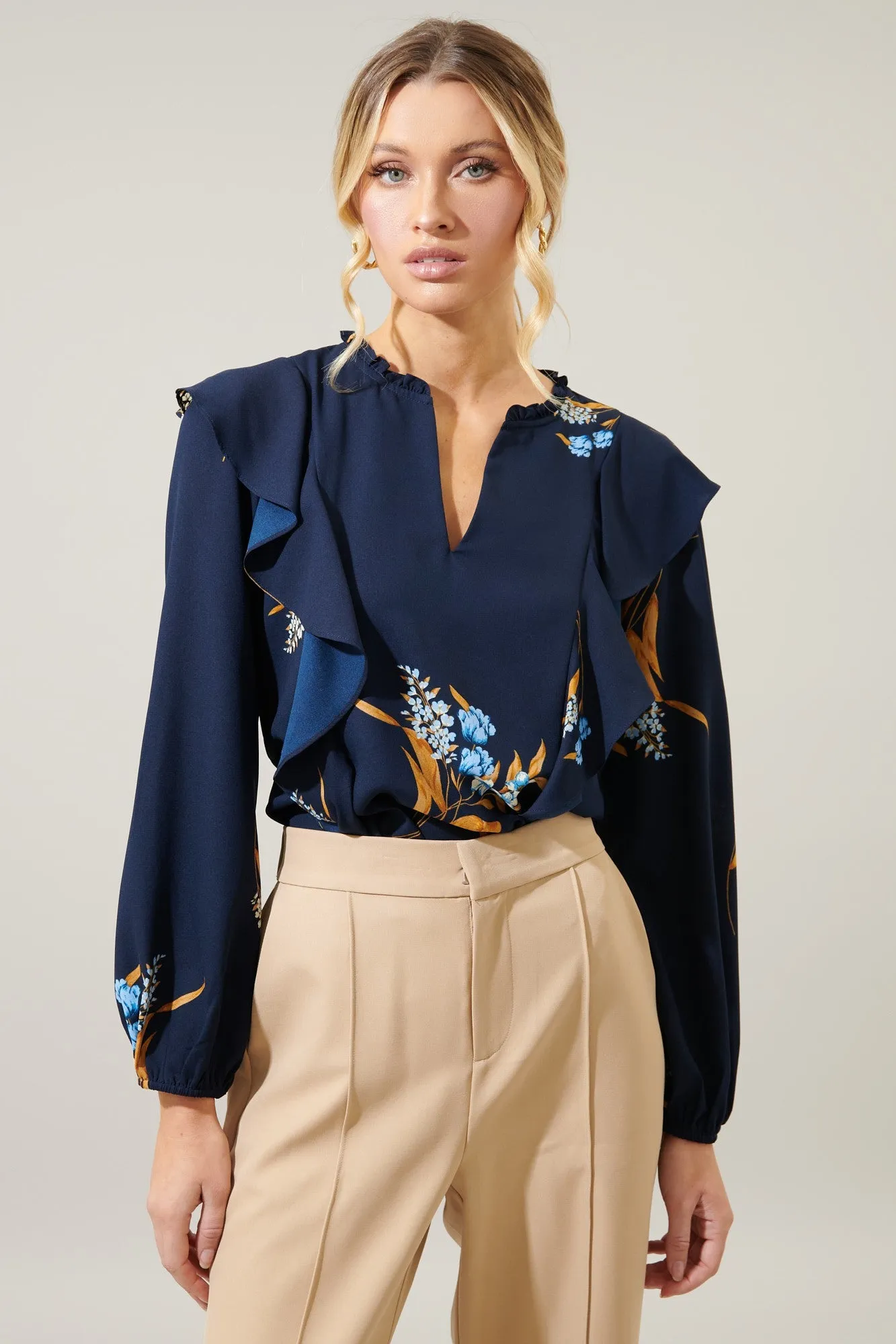 SUGARLIPS DUSK BLOOM WILHELM RUFFLE BLOUSE - FINAL SALE
