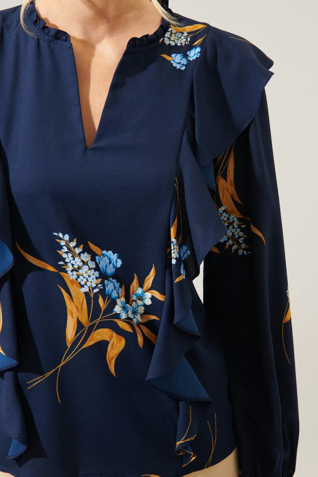 SUGARLIPS DUSK BLOOM WILHELM RUFFLE BLOUSE - FINAL SALE