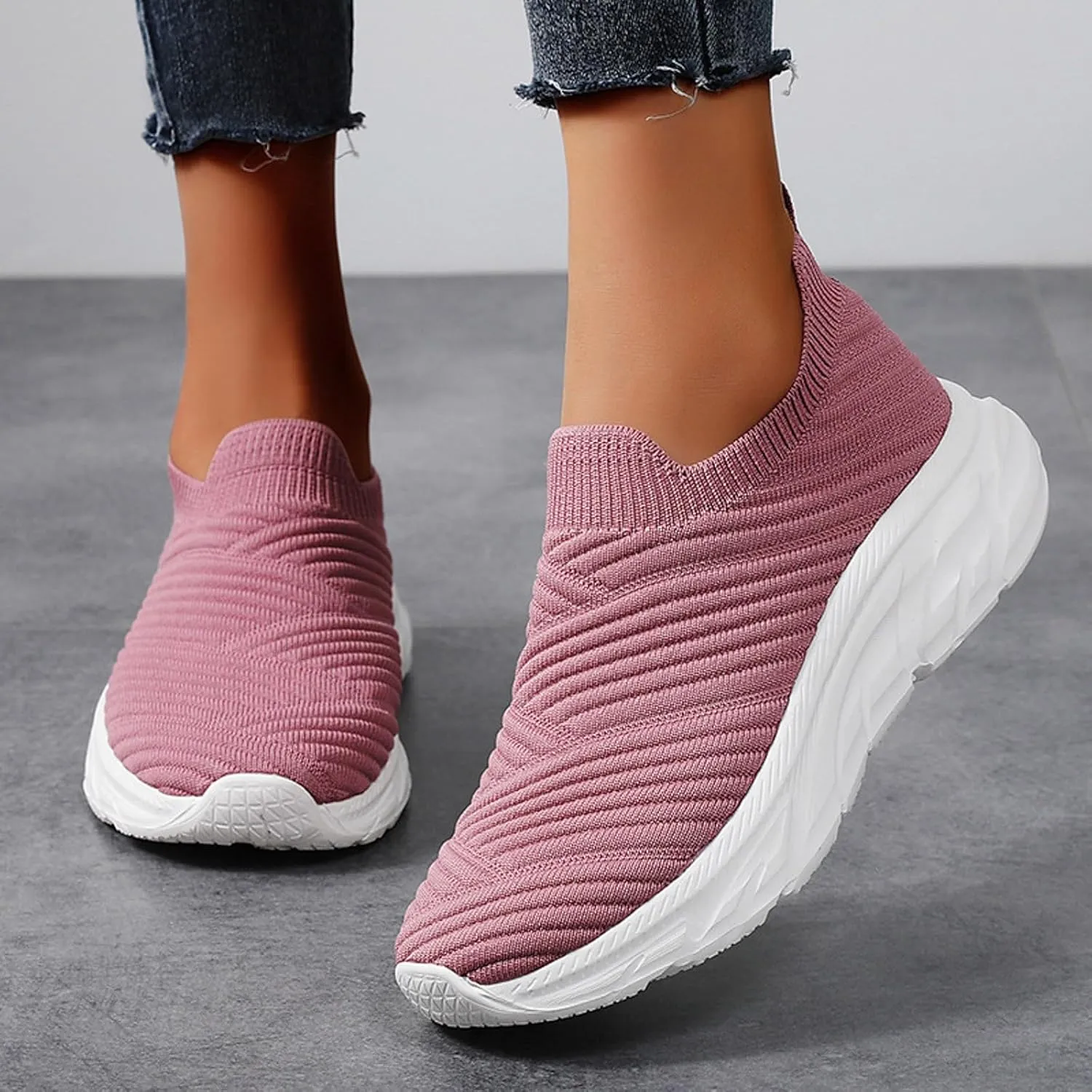 Walking Shoes Women Comfort Athletic Slip On Walking Shoes Comfortable Lightweight Breathable Non Slip Tennis Workout Running Sneakers