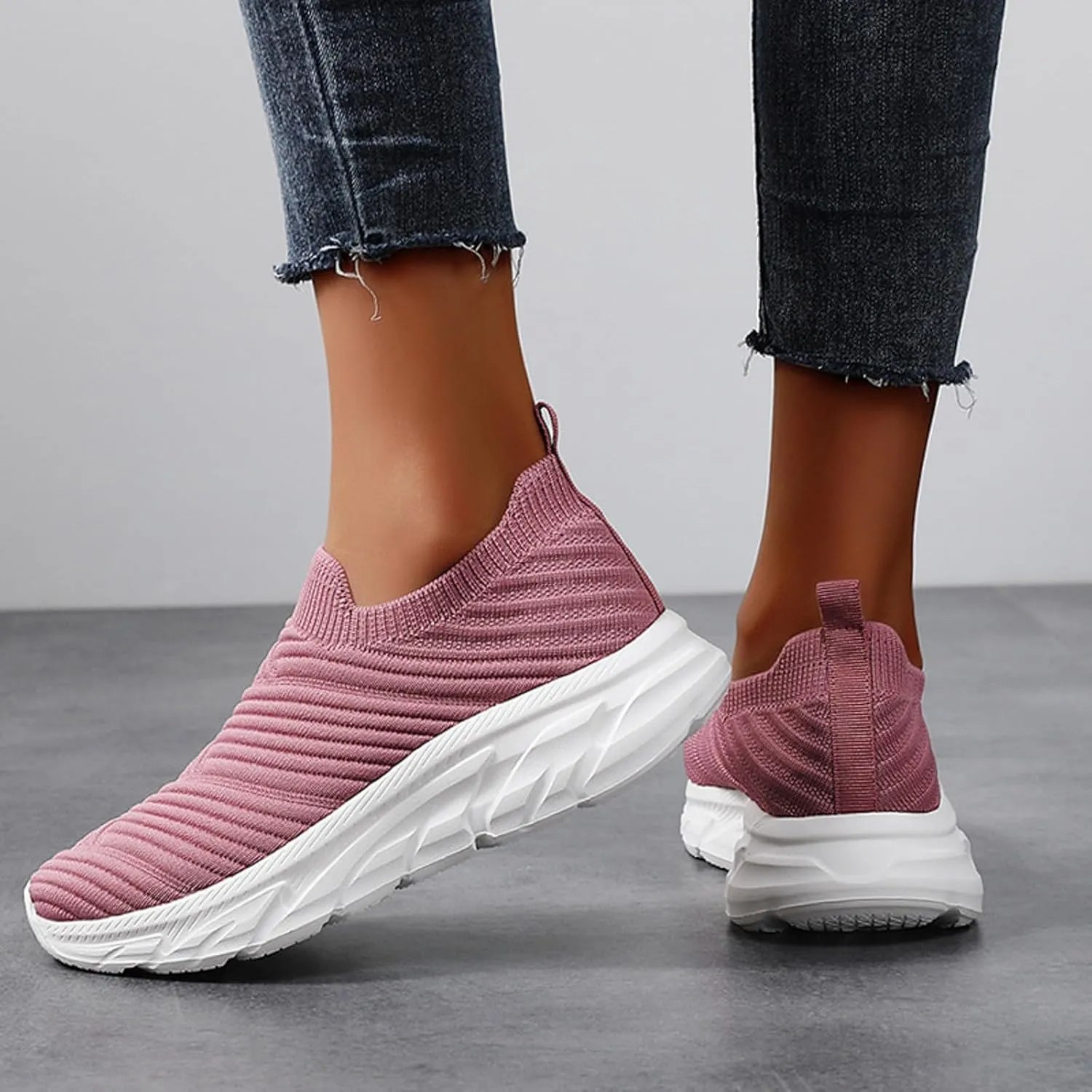 Walking Shoes Women Comfort Athletic Slip On Walking Shoes Comfortable Lightweight Breathable Non Slip Tennis Workout Running Sneakers