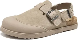 Women's Cow Suede Platform Sandals - Round Toe Buckle Strap Casual Shoes