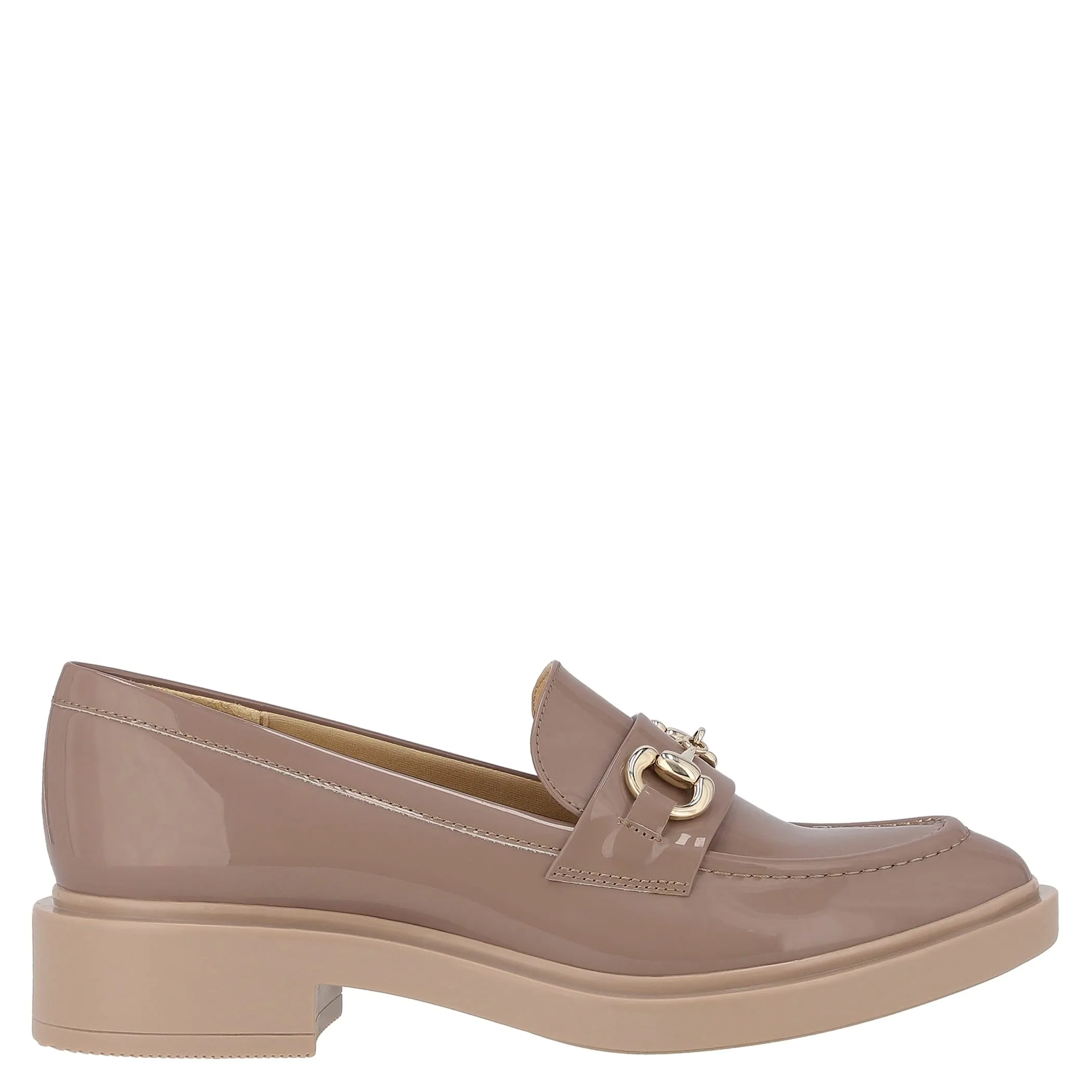 Zapato Tipo Mocasin Nojiko Sintetico Acabado Charol Taupe Westies