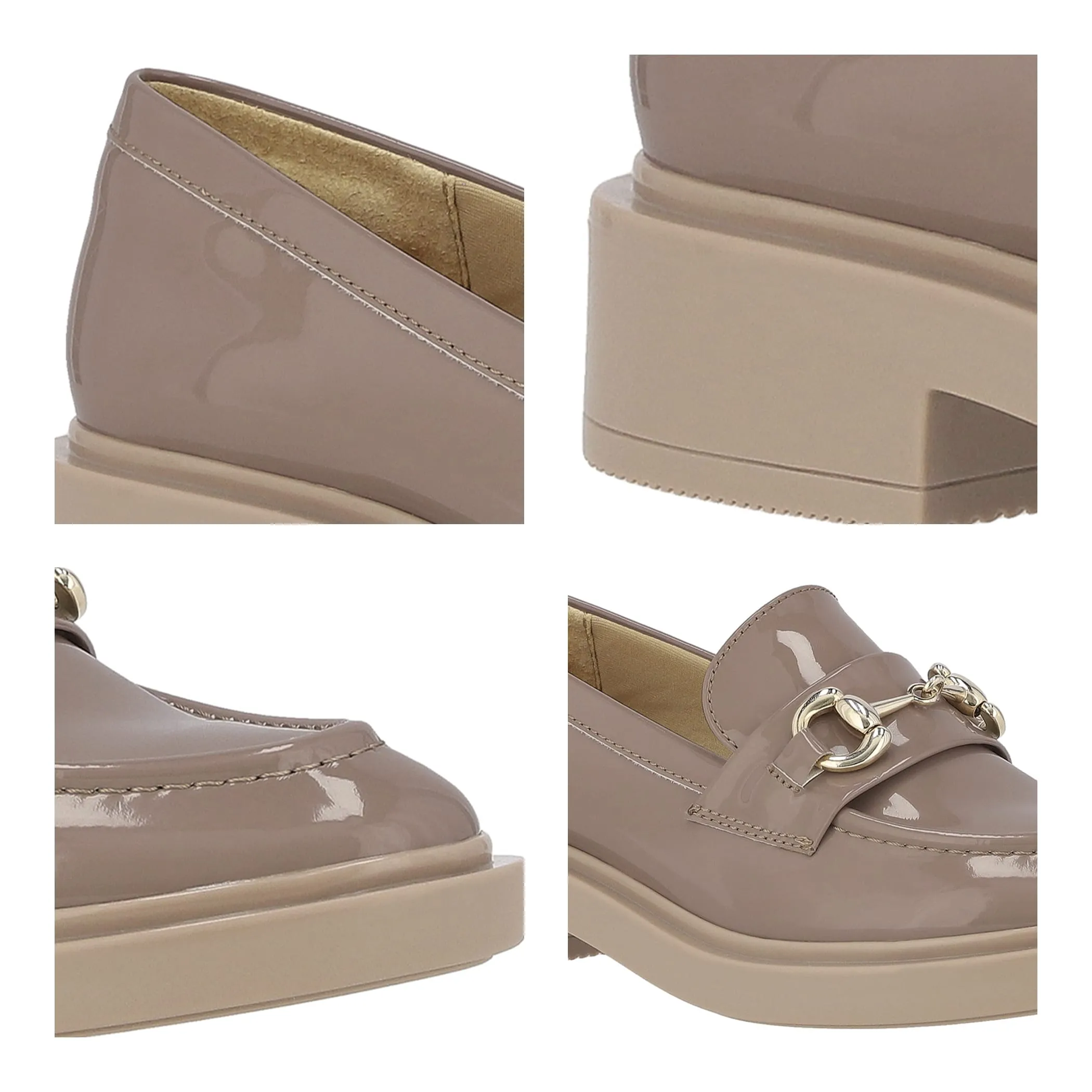 Zapato Tipo Mocasin Nojiko Sintetico Acabado Charol Taupe Westies