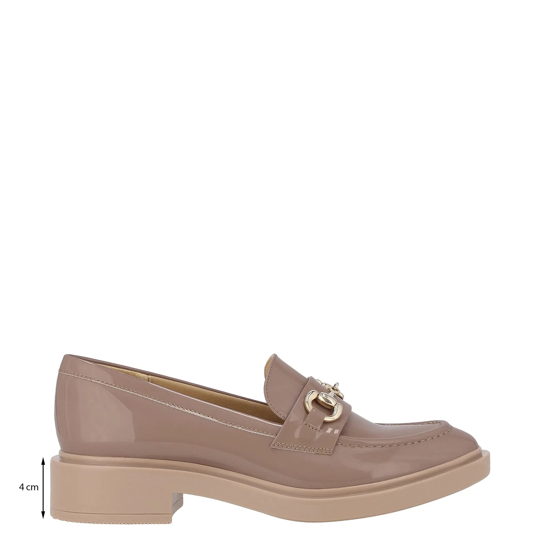 Zapato Tipo Mocasin Nojiko Sintetico Acabado Charol Taupe Westies